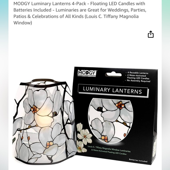 MODGY LUMINARY LANTERNS - TIFFANY MAGNOLIA DESIN - PACK OF FOUR - Picture 2 of 4